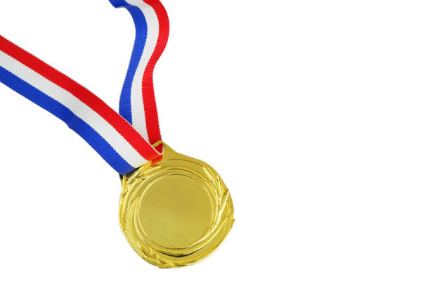istock Gold medal with ribbon isolated on white 2173366216