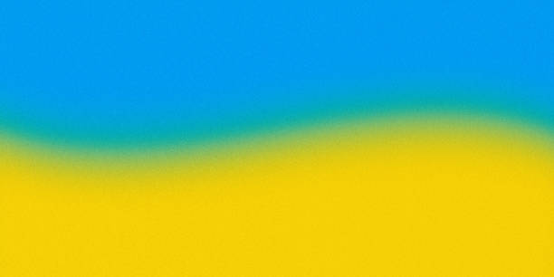 istock flag of Ukraine, wavy country flag with gradient, grainy texture, noisy background 2173373994