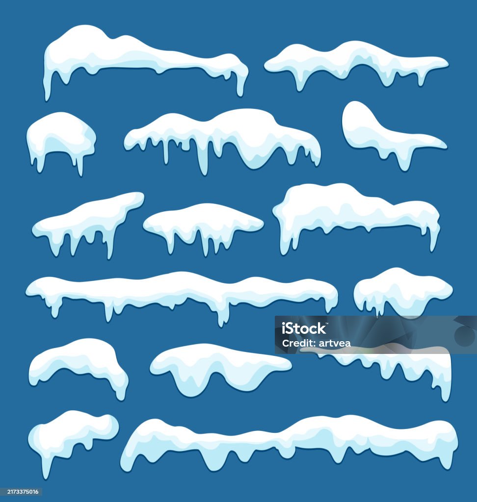 Snow Cap Background White Snow Caps Set On Blue Background Stock Illustration - Download ...