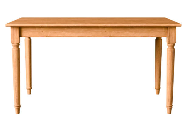 istock A wooden table with two legs on a white background. 3D rendering illustration 2173377567
