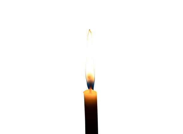 istock A single burning candle flame or light glowing on a small white candle isolated on white background with clipping path 2173377994