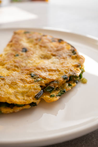 istock Asian Korean style vegetable omelette breakfast plate on white plate 2173379241