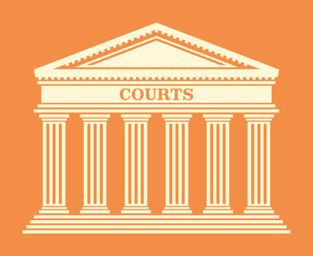 ilustraciones, imágenes clip art, dibujos animados e iconos de stock de tribunales institución edificio de juicio fachada columnas arquitectónicas - tribunal supremo