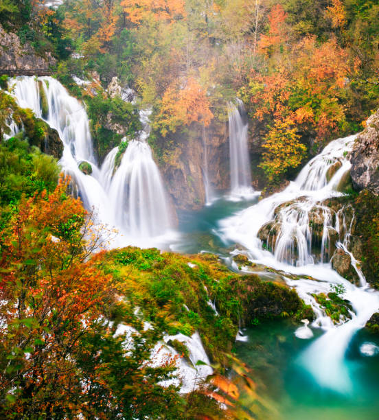 waterfall in valley (Plitvice)