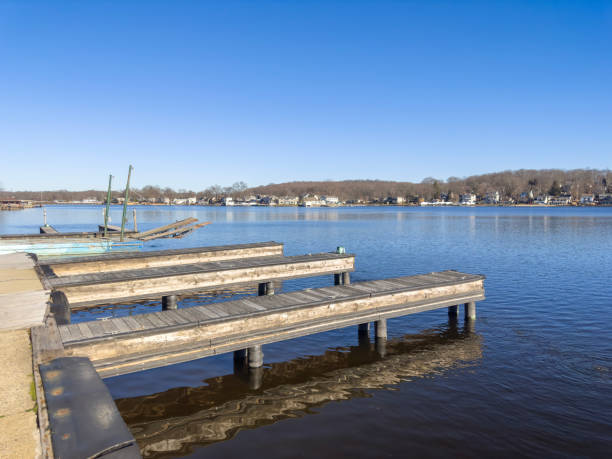 Empty Jetties side by side in a lake
