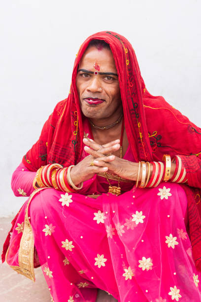 Pushkar, Rajasthan, India. November 6, 2022. A Hijra, traditional third gender person, in Pushkar.