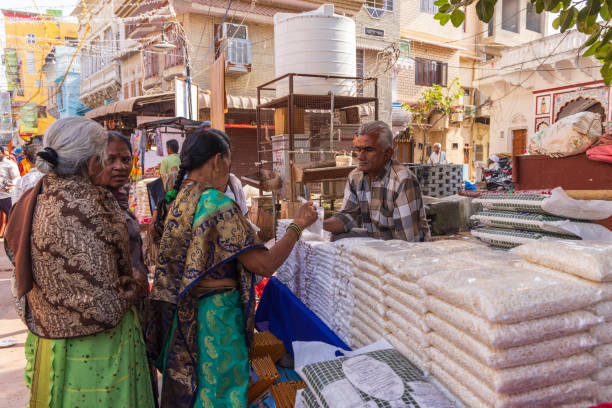 Pushkar, Rajasthan, India. November 7, 2022. Shopping at the Pushkar market.