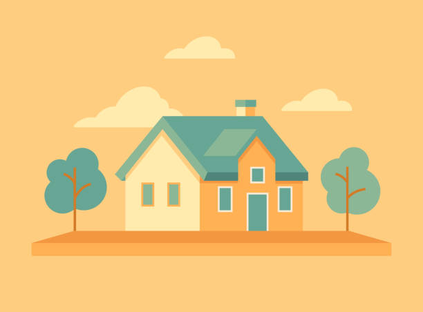Small home colorful real estate building small design element symbol.