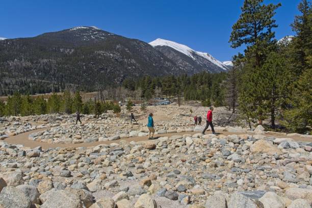 The popular Alluvial Fan waterfall and stream.