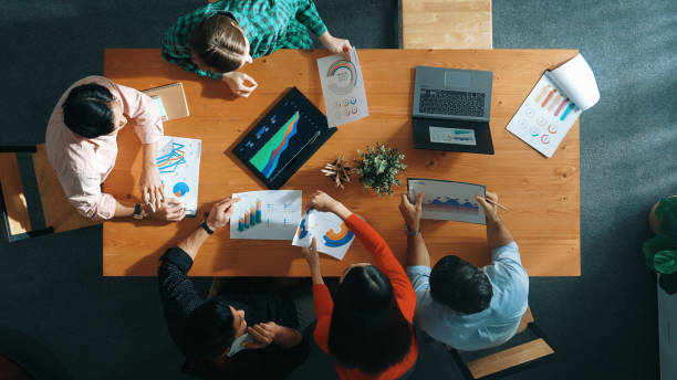 istock Top down view of smart business woman explain and present chart. Convocation. 2173403270