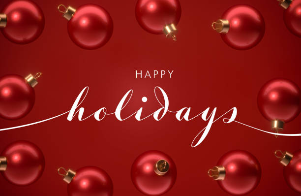istock Happy Holidays Message Over Red Baubles On Red Background - Happy Holidays Concept 2173413865