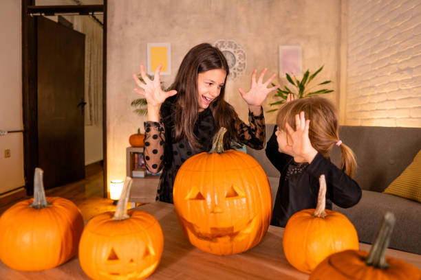 istock Two girls preparing Halloween 2173415286