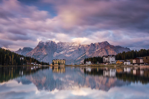 istock Dolomites Dramatically Reflect Over Lake Misurina 2173421945