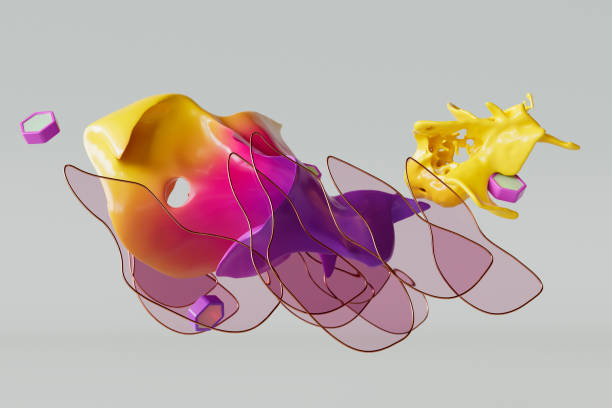 istock 3D Glass And Vibrant Colored Fluid Splashes 2173425605