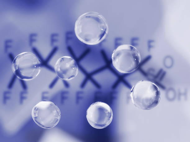istock Water droplets with a PFAS chemical structure in the background -- contaminated drinking water concept 2173434057