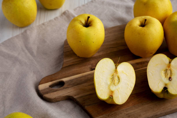 istock Raw Organic Golden Apples Ready to Eat, low angle view. 2173434354
