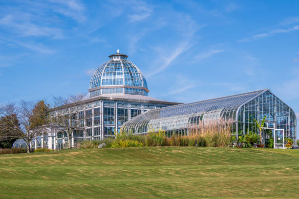 Marjorie McNeely Conservatory, St. Paul, Minnesota, USA, in Como Park. This glass domed, Victorian style conservatory was opened in 1915. National Register of Historic Places.