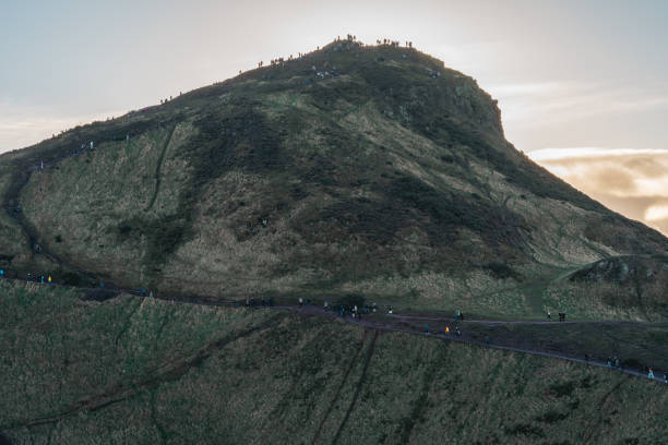 Sunset at Arthur's Seat in Edinburgh Scotland.