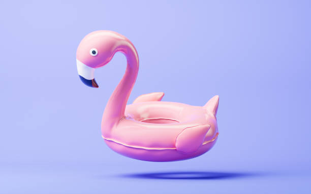 istock Flamingo balloon swim ring with cartoon style, 3d rendering. 2173451371