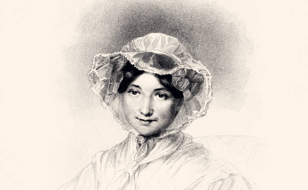 Portrait of Frances Milton Trollope, author of ''Domestic Manners of the Americans''  Vintage engraving from Auguste Hervieu, circa late 19th century. Digital restoration by pictore.