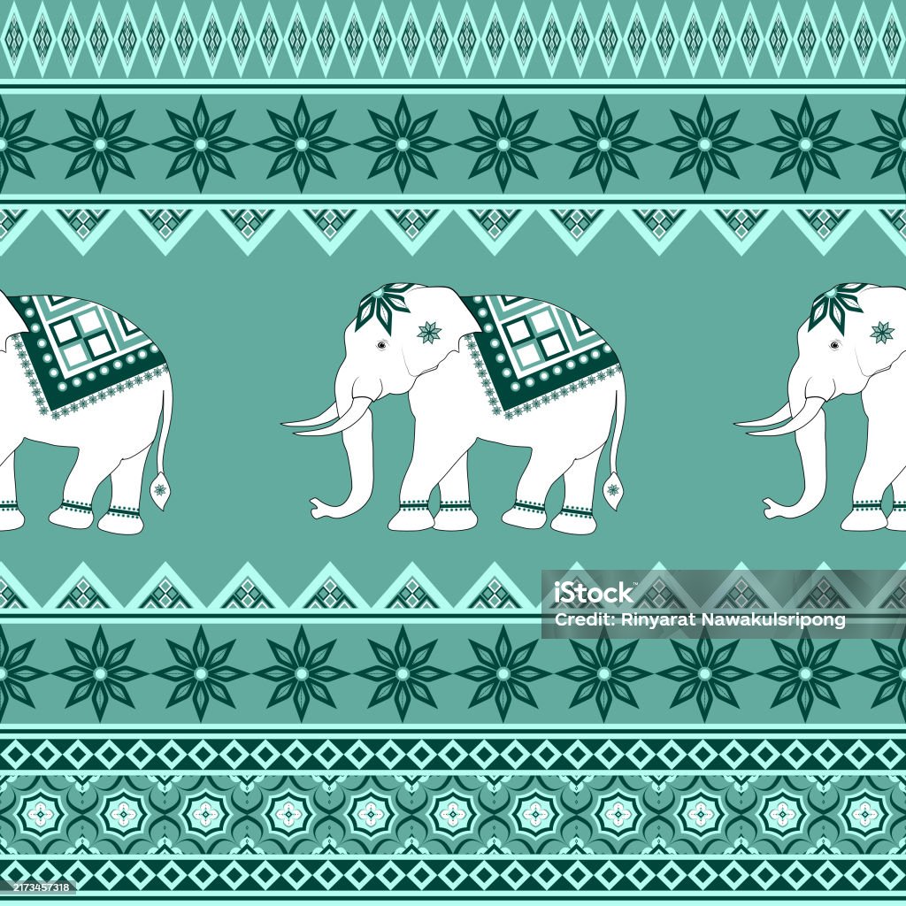 Elephant Pattern Vector Elephant Green Pattern Stok Vektör Sanatı & Antik‘nin Daha Fazla ...