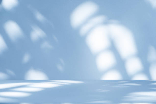 istock Studio style background wall decoration presentation uses white and blue tones. with shadows cast from a nearby window, concept creating a decorative 2173462771