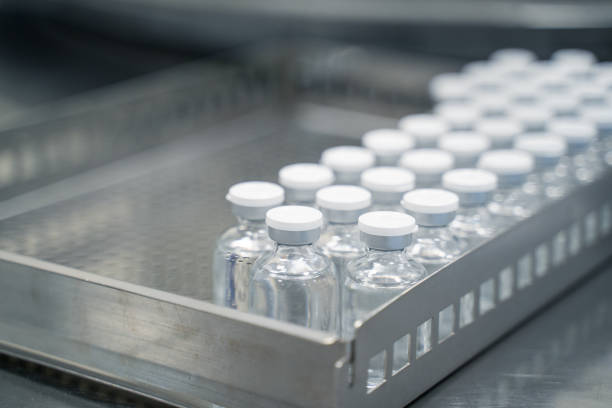 istock Rows of pharmaceutical bottles at a pharmaceutical bottle factory 2173467585