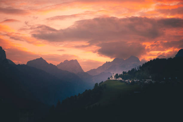 Moody sky over mountains in summer, Dolomites