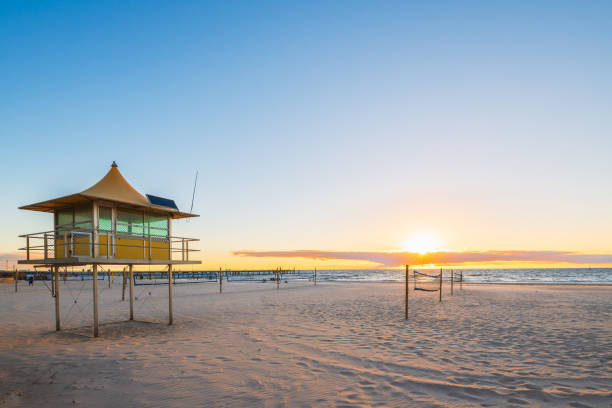 istock Glenelg Beach Surf life saving tower at sunset 2173476963