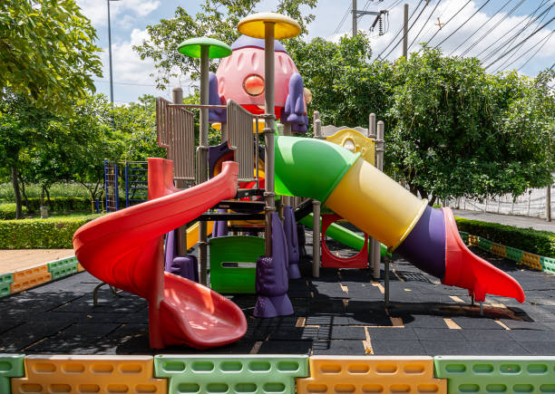 istock Colorful outdoor playground in park 2173477838