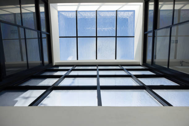 istock A large window with a clear glass pane and a black frame 2173478782