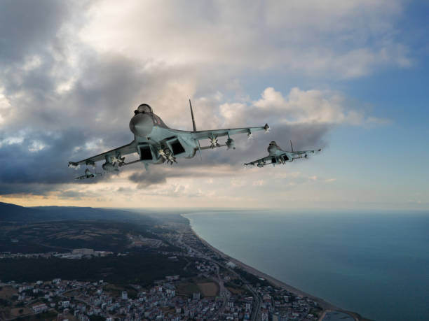istock Jet fighters flying over city. 2173480205