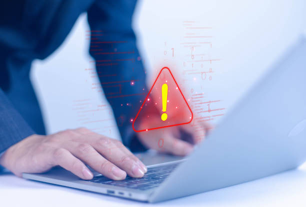istock Cyber ​​attack alert on laptop. Cyber ​​attack on computer network. Virus, spyware, malware or malicious software. Businessman background. 2173485941