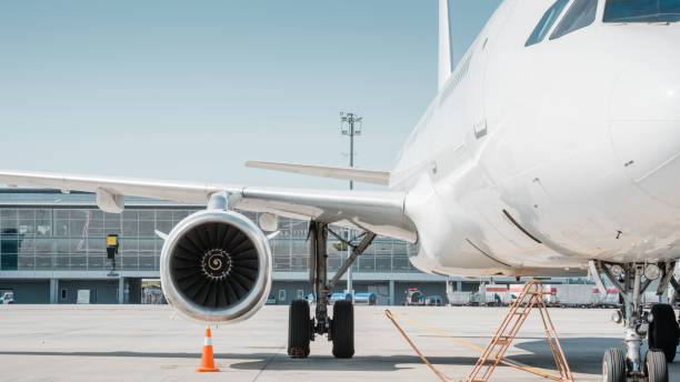 istock Front view of passenger aircraft - right side. 2173517715