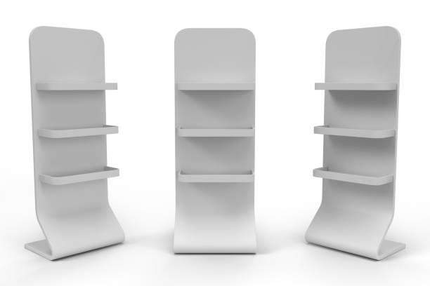 istock Supermarket Promotional Display Rack With Header, Three Tier Empty Product Display, PDQ Display Box With Three Different View, Floor Stand Display. 3D Rendered 2173525900