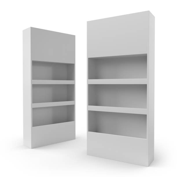 istock Supermarket Promotional Display Rack With Header, Three Tier Empty Product Display, PDQ Display Box With Two Different View, Floor Stand Display. 3D Render Illustration. 2173525904