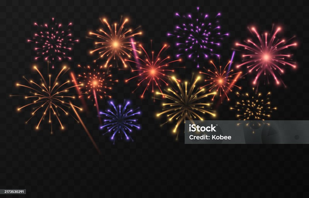 Pyrotechnics Vector Vector Fireworks Colorful Fireworks On Isolated Transparent Background ...