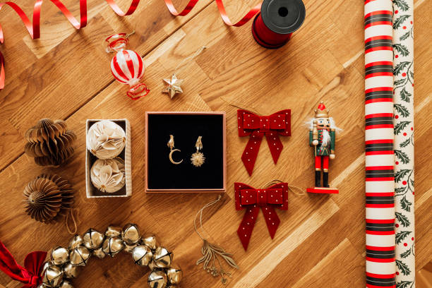 istock Christmas gift wrapping still life with jewelry for her 2173533445