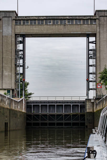 istock Bridge at entrance or exit gate of Bosscherveld lock 2173555289
