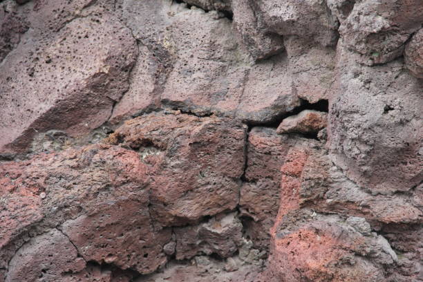 Background of volcanic rocks, colorful sandstone from close range