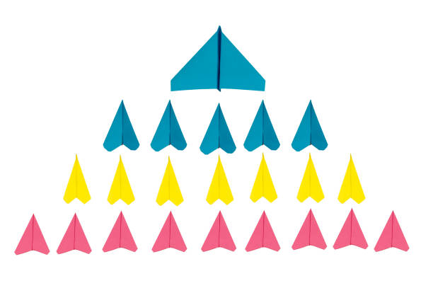 Paper planes on blue background.