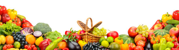 istock Collection fresh berries, fruits and vegetables isolated on white 2173559854