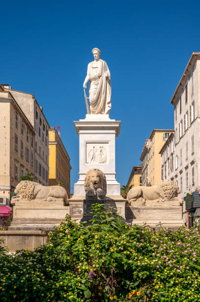 Ajaccio, France - August 8, 2024: Statue of Napoleon in Ajaccio, Corsica. It dates from 1827 and is by the Corsican sculptor Maglioli.