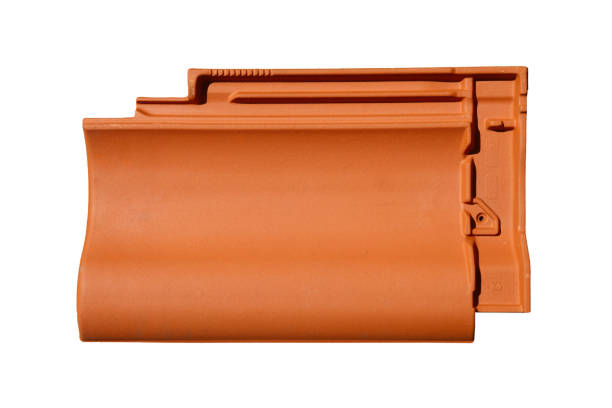 orange roof tiles isolated on white background