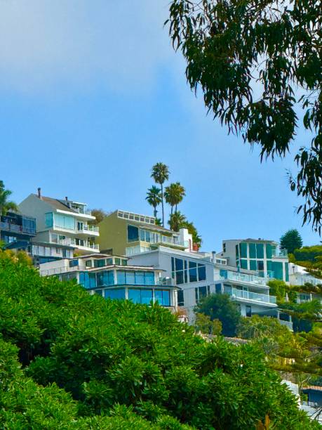 Hillside beach houses overlooking the Pacific Ocean