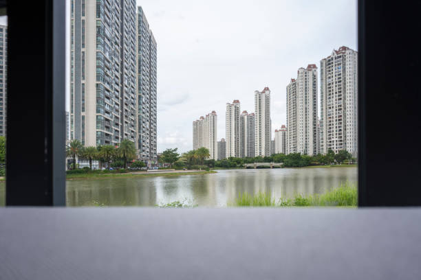 Residential building outside the window