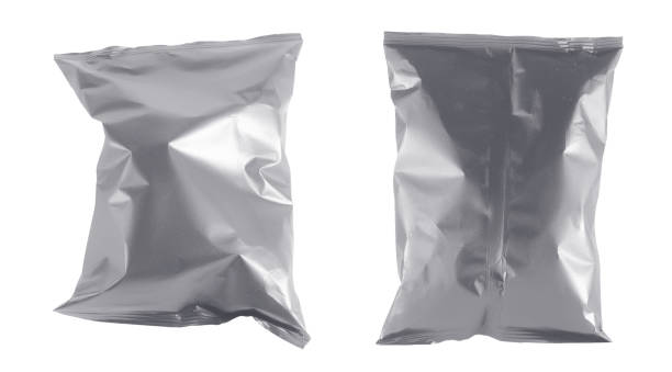 istock foil blank bag package on white background aluminium bag Packaging sachet mockup  food branding packaging 3D rendering, 3D illustration, Mockups for Branding Design 2173575268
