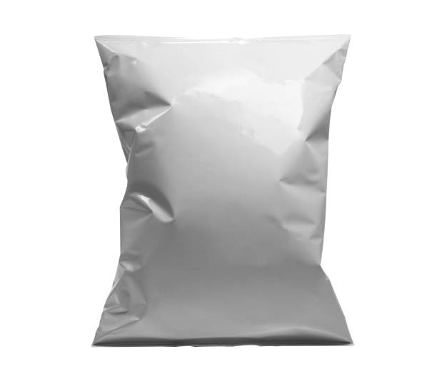 istock foil blank bag package on white background aluminium bag Packaging sachet mockup  food branding packaging 3D rendering, 3D illustration, Mockups for Branding Design 2173575444