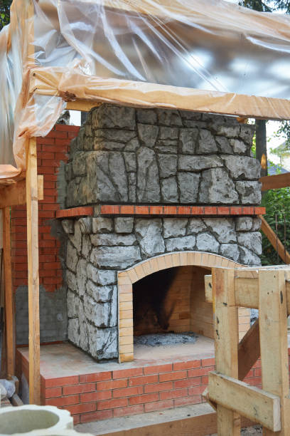 istock process of making an outdoor garden fireplace 2173576923