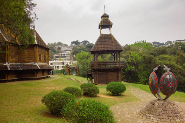Curitiba, Brazil: Tingui park and the Ukrainian Memorial. to commemorate the centenary of Ukrainian immigration to Brazil